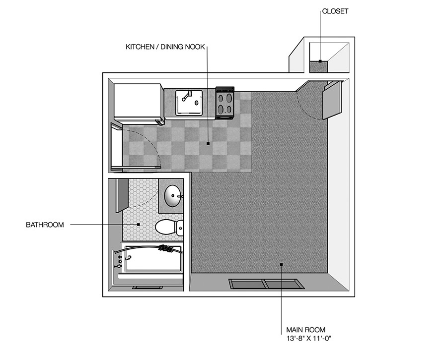 Nob Hill excelsior efficiency floor plan